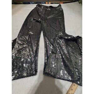 Ivin Ivin  Sparkle Disco Ball Black And Silver Pants Size L USA  Made Y2K Vintag